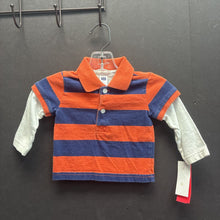 Load image into Gallery viewer, boys baby gap org/blu striped polo shirt

