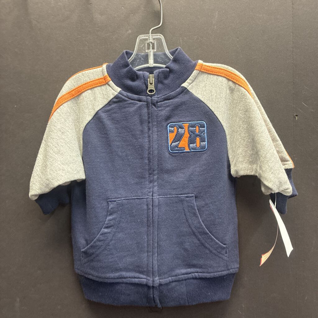 boys carters blu/gry zip swtshrt
