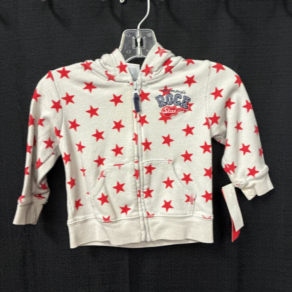 boys carters red/gry hooded zip jacket