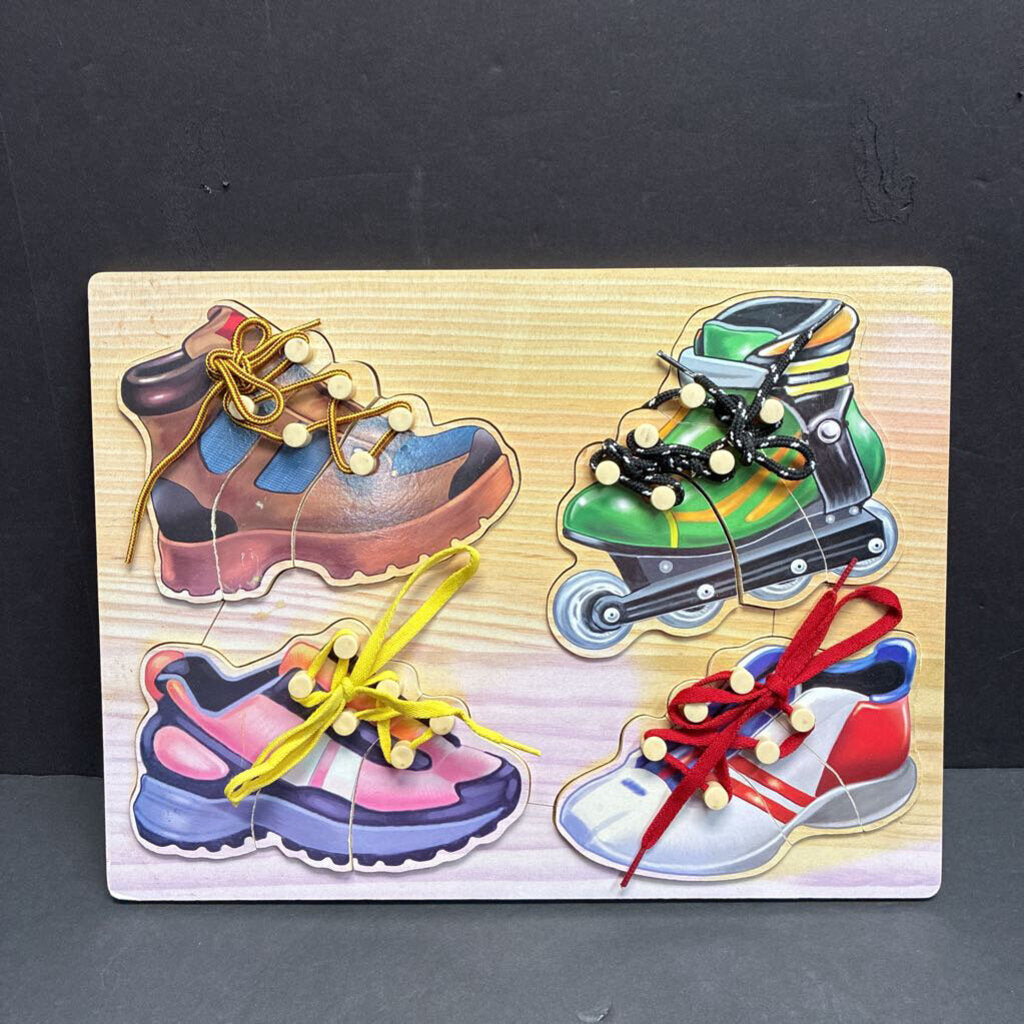 12pc Wooden Learn to Tie Shoes Puzzle