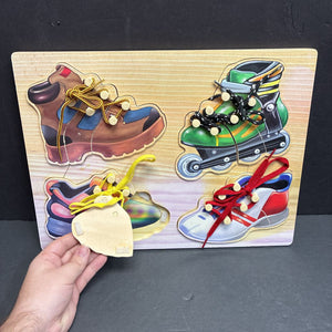 12pc Wooden Learn to Tie Shoes Puzzle
