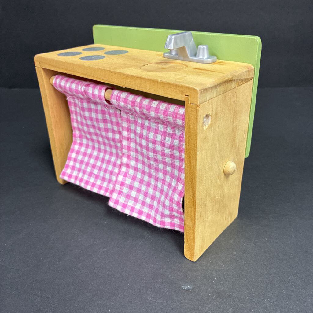 Wooden Dollhouse Kitchen Stove/Sink Cabinet