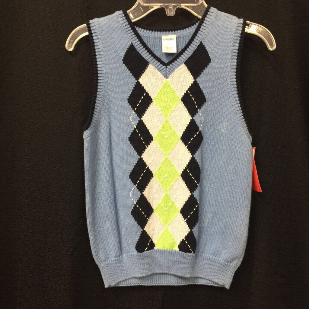 boys gymboree blu /grn sweater vest