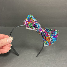 Load image into Gallery viewer, Rainbow Sequin Bow Headband
