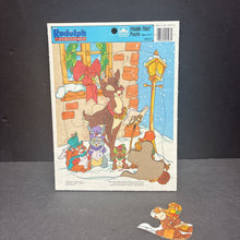 Load image into Gallery viewer, 12pc Rudolph the Red Nosed Reindeer Christmas Frame-Tray Puzzle 1989 Vintage Collectible (Golden)
