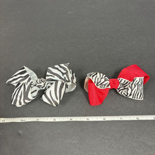 Load image into Gallery viewer, 2pk Zebra Print Hairbow Clips
