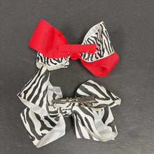 Load image into Gallery viewer, 2pk Zebra Print Hairbow Clips
