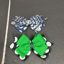 Load image into Gallery viewer, 2pk Polka Dot/Chevron Hairbow Clips
