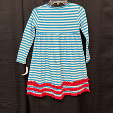 Load image into Gallery viewer, 95% Cotton 5% Spandex Striped Ruffle Dress (NEW)
