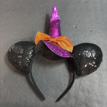 Load image into Gallery viewer, Minnie Mouse Halloween Sequin Witch Ears Headband Disney
