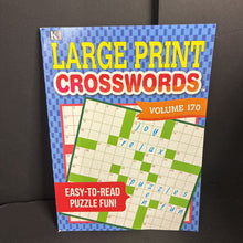 Load image into Gallery viewer, Large Print Crosswords: Volume 170 -activity paperback
