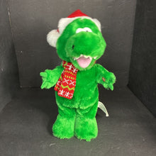 Load image into Gallery viewer, Animatronic Musical Christmas Dinosaur Plush Battery Operated
