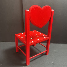 Load image into Gallery viewer, Wooden Polka Dot Heart Chair for 18" Doll
