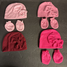Load image into Gallery viewer, 4pk Girls Infant Bow Hats w/Mittens

