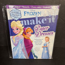 Load image into Gallery viewer, [NEW] Make It Paper Dresses - Paper, Stencils, Press-Outs, &amp; Stickers (Disney Frozen)-character activity hardcover
