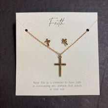 Load image into Gallery viewer, Faith Cross Necklace &amp; Earrings Set (NEW)
