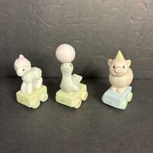 Load image into Gallery viewer, 3pk Birthday Train Animal Figurines Ages 1-3 1985 Vintage Collectible
