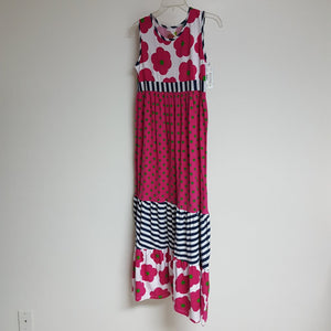 Maxi dress w/flowers,stripes&polka dots (new)