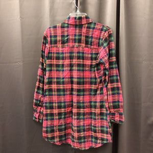 plaid button down tunic