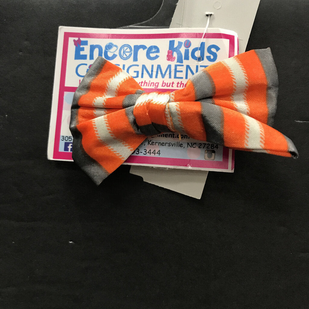 striped clip on bow tie