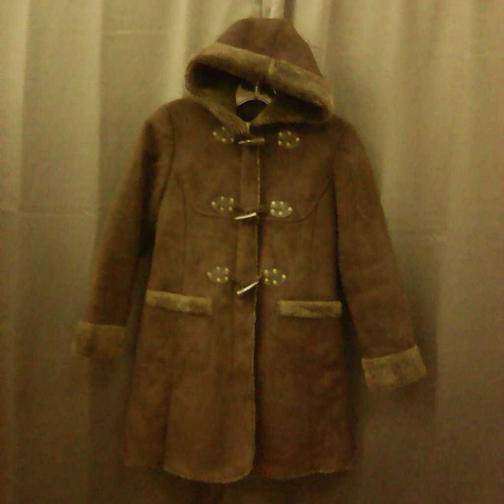 Suede hooded zip jacket