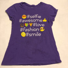 Load image into Gallery viewer, "selfie, awesome, love" hashtag emoji top
