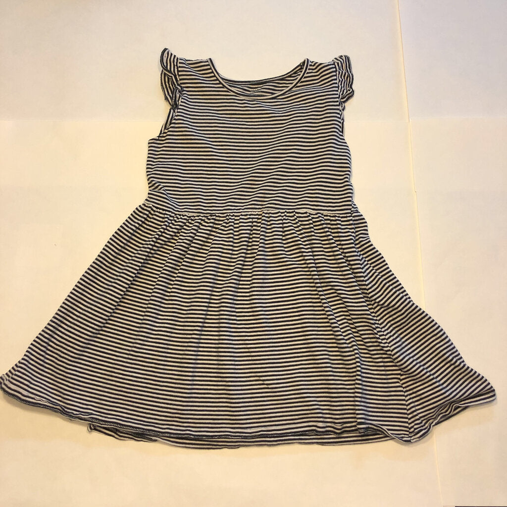 striped ruffle sleeve dress