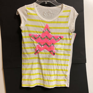 striped sequin pink star top