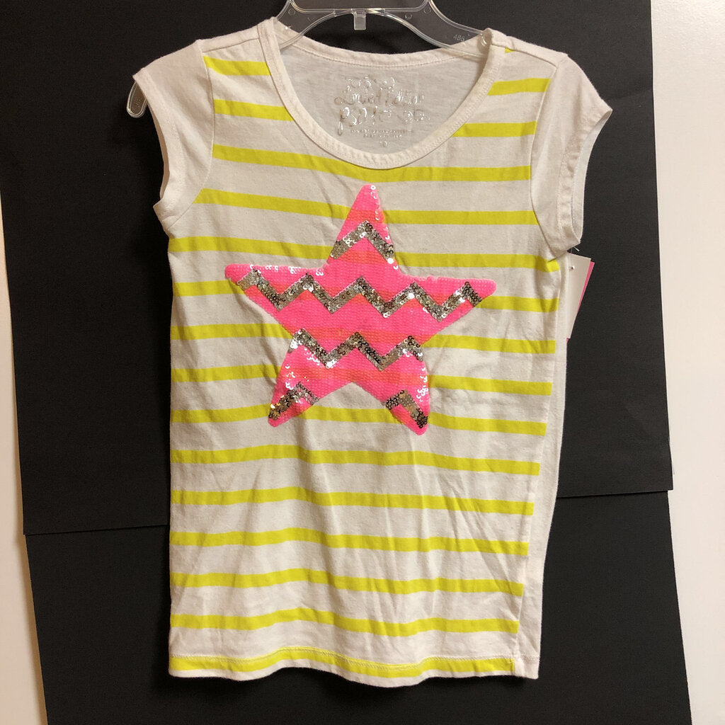 striped sequin pink star top