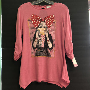 redpolka dot bow girl tunic