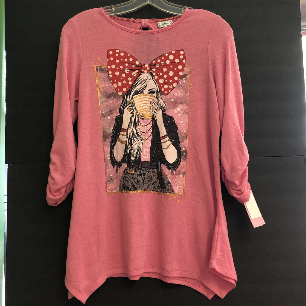 redpolka dot bow girl tunic