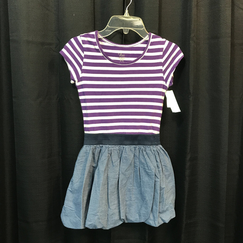 striped/denim look dress