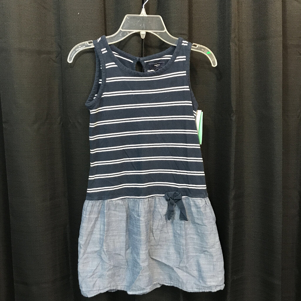 striped/denim look sleeveless dress