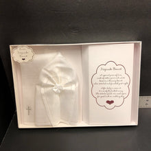 Load image into Gallery viewer, Bless Linen Keepsake Bonnet w/cross

