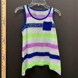 striped sequin tank top