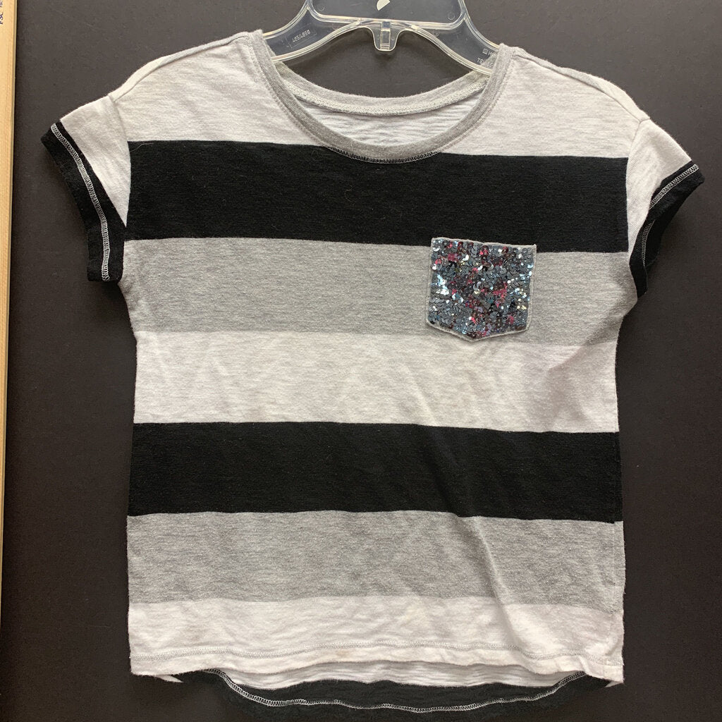 striped sequin pocket top