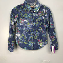 Load image into Gallery viewer, floral denim button up top
