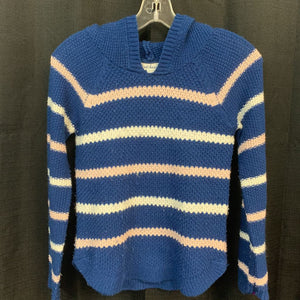 hooded striped sweater