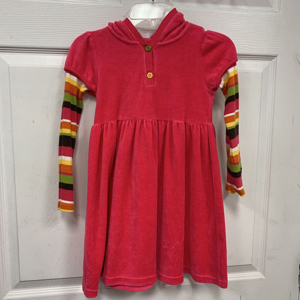 Velvet dress w/striped sleeves