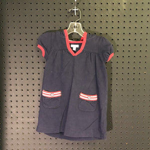 girls gap kids blu/red hooded dress