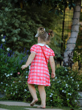 Load image into Gallery viewer, Valentine's Day Plaid Pocket Girls Short Sleeves Dress
