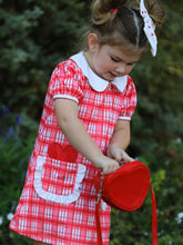 Load image into Gallery viewer, Valentine's Day Plaid Pocket Girls Short Sleeves Dress
