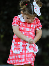 Load image into Gallery viewer, Valentine's Day Plaid Pocket Girls Short Sleeves Dress
