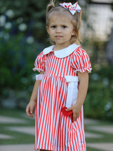 Load image into Gallery viewer, Valentine's Red Stripe Heart Dress for Toddler Girls
