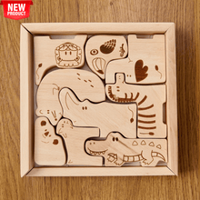 Load image into Gallery viewer, Wooden Safari Animal Puzzle Box for Toddlers
