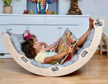 Load image into Gallery viewer, Montessori Arch/Rocker with Gray Dinosaur Pattern Pillow Set
