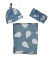 Load image into Gallery viewer, Blue Droplet Bow Headwrap
