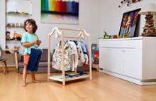 Load image into Gallery viewer, Montessori Wooden Wardrobe Set: Ideal Child Clothing Organizer
