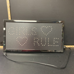 "girls rule" LED sign