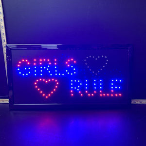 "girls rule" LED sign